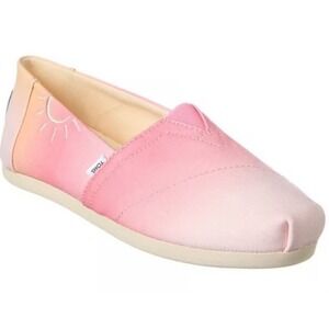 New Toms Alpargata Slip On Shoes Candy Pink Ombre Canvas Sunshine Print Womens 9